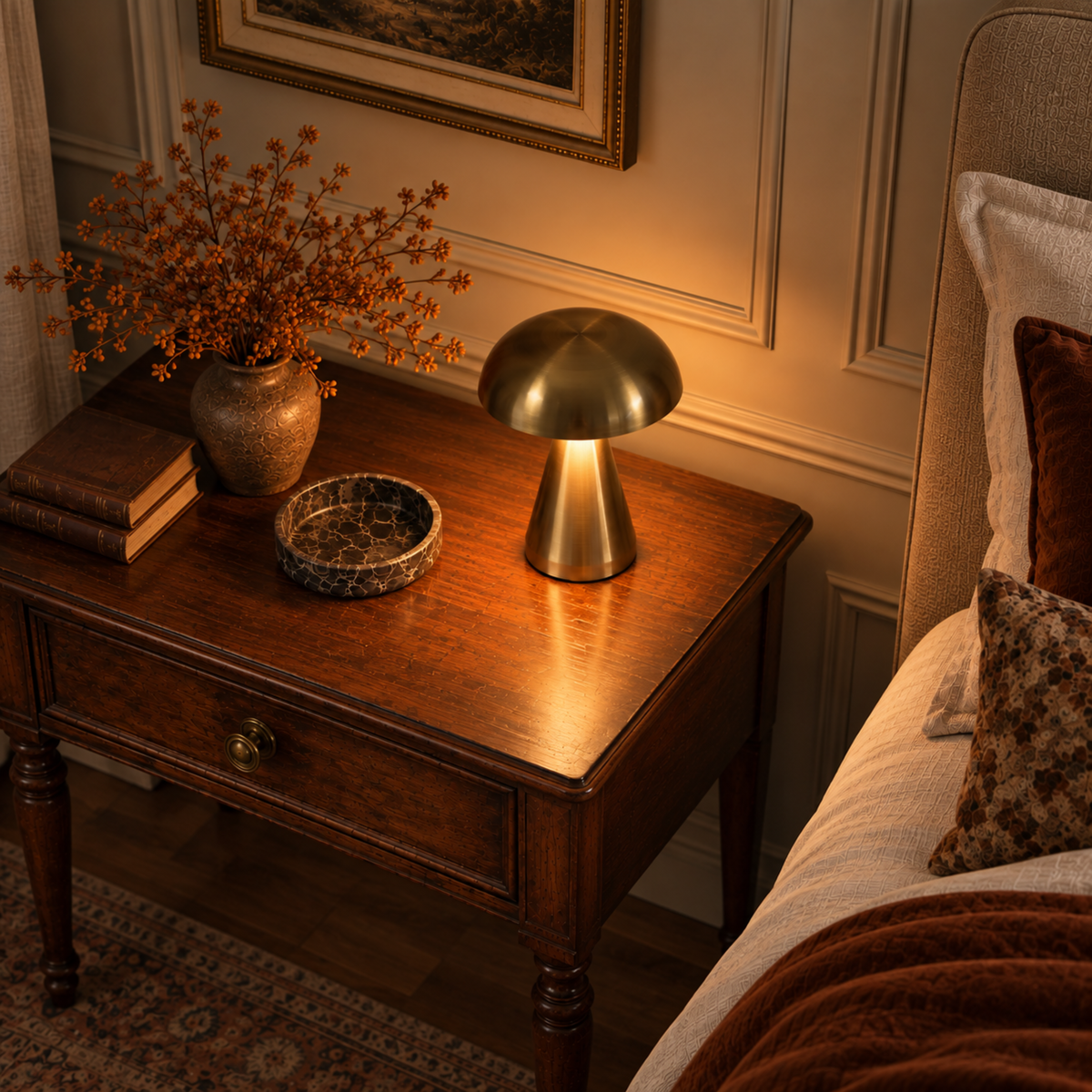 Brushed Metal Mushroom Table Lamp