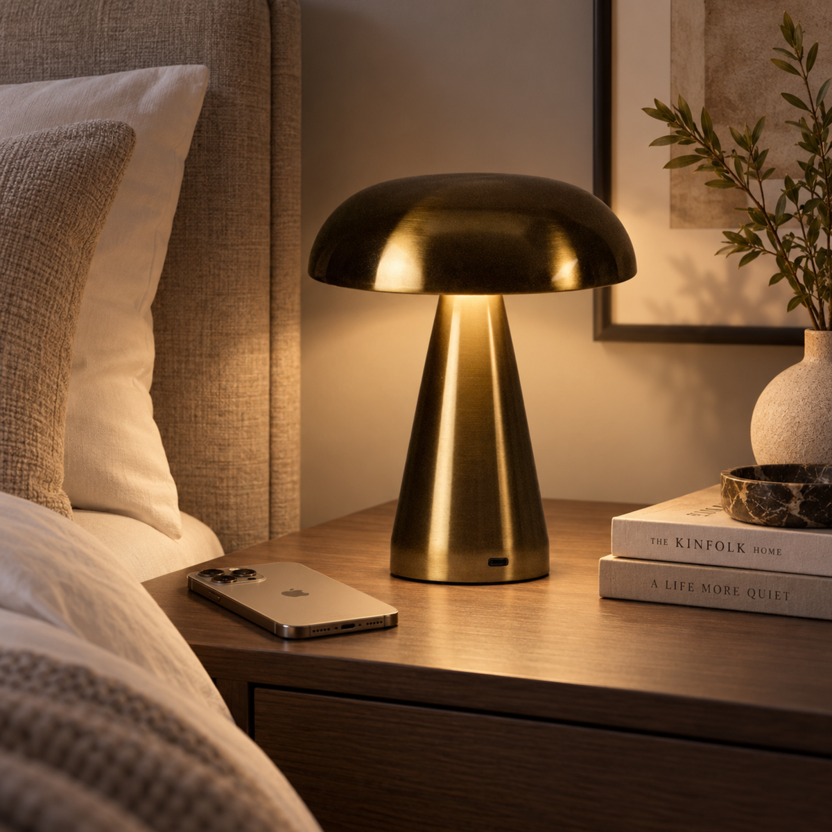 Brushed Metal Mushroom Table Lamp