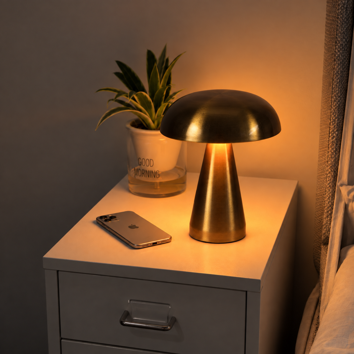 Brushed Metal Mushroom Table Lamp