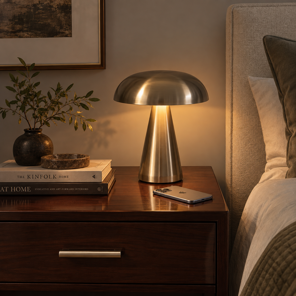 Brushed Metal Mushroom Table Lamp