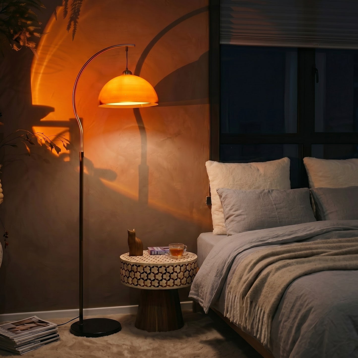 Aura Arc Floor Lamp with Optional Table