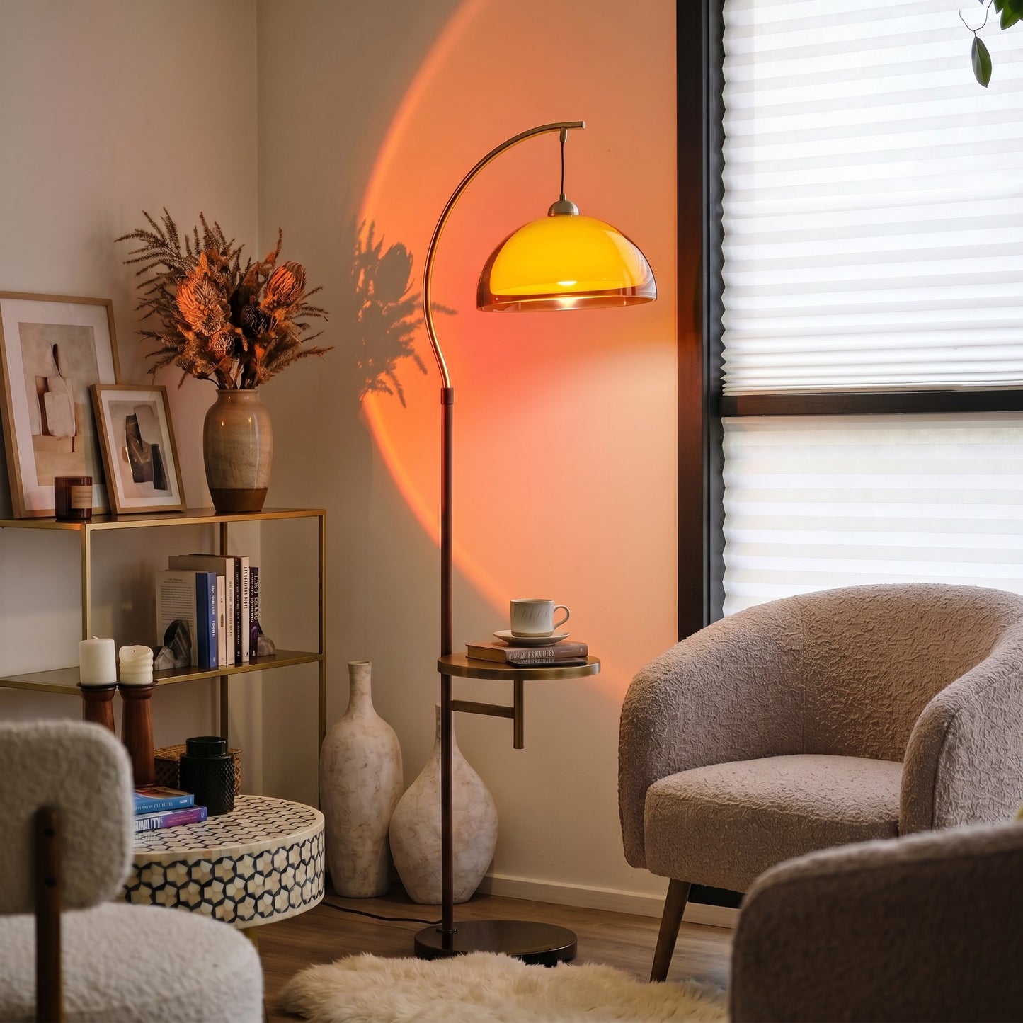 Aura Arc Floor Lamp with Optional Table