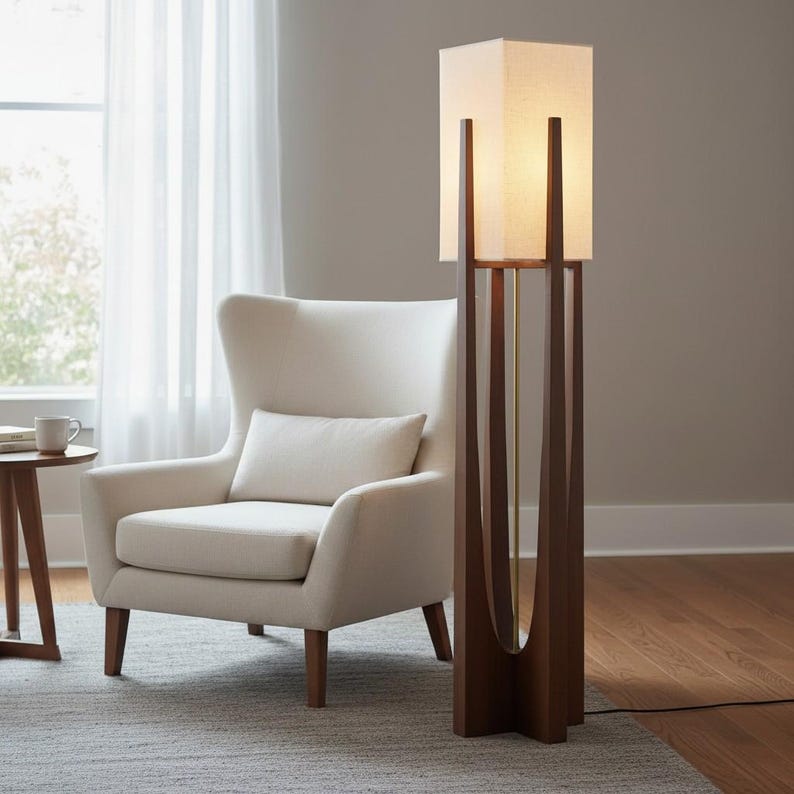 Japanese Wooden Square Floor Lamp - Charme Haven