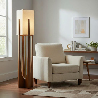 Japanese Wooden Square Floor Lamp - Charme Haven